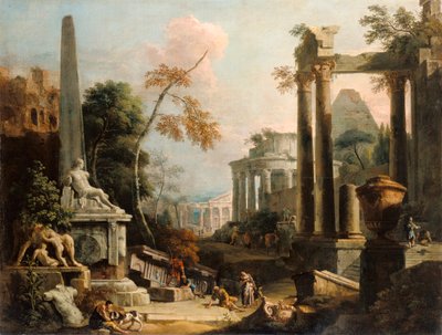 Landscape with Classical Ruins and Figures, c.1725-30 by Marco Ricci